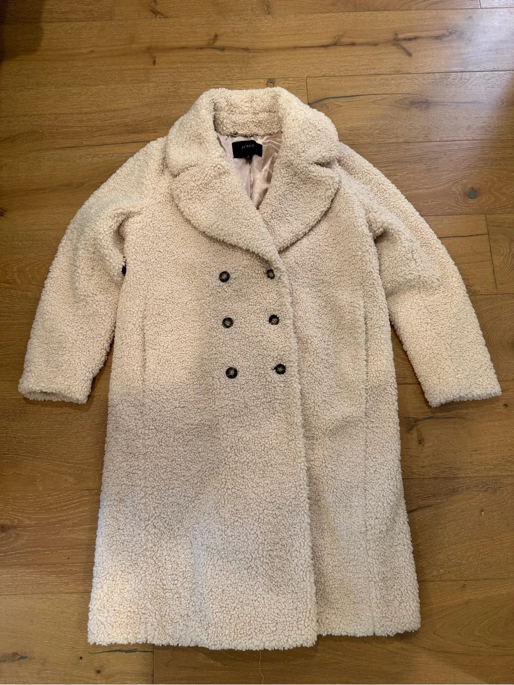 J. Crew Double-Breasted Teddy Sherpa Topcoat - size Large